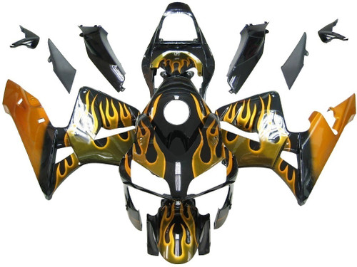 Amotopart Fairings Honda CBR 600 RR Black & Gold Flame Racing (2003-2004)