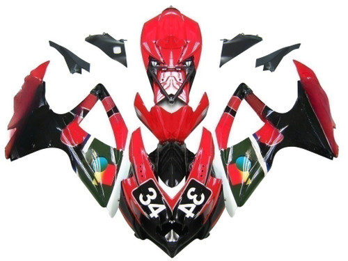 Amotopart Fairings Suzuki GSXR 600 750 Red Black No.34 Suzuki Racing  (2008-2010)