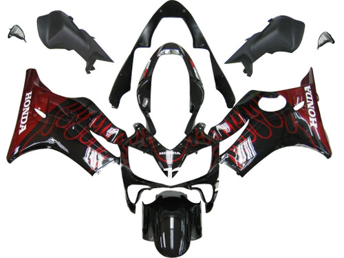 Fairings Honda CBR 600 F4i Black & Red Flame Racing (2004-2007)