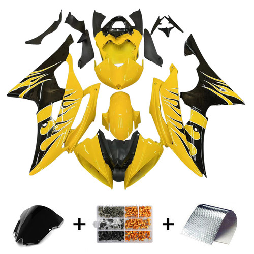 Amotopart 2008-2016 Fairings Yamaha YZF-R6 Yellow & Black Flame R6 Racing