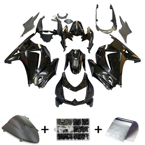 Amotopart Fairings Kawasaki ZX250R EX250 Black Ninja ZX250 Racing (2008-2012)