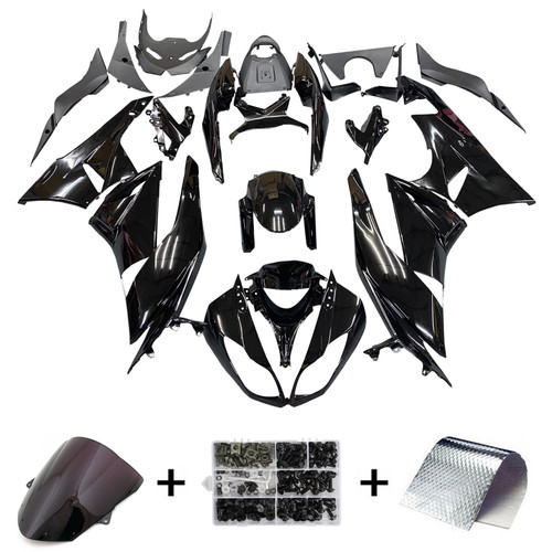 ハヤブサ Amotopart Fairings Kawasaki ZX6R ZX636 Black & Red Flame