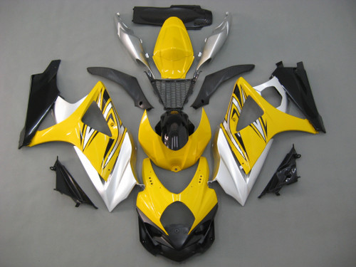 Amotopart Fairings Suzuki GSXR 1000 Yellow & Silver GSXR Racing (2007-2008)