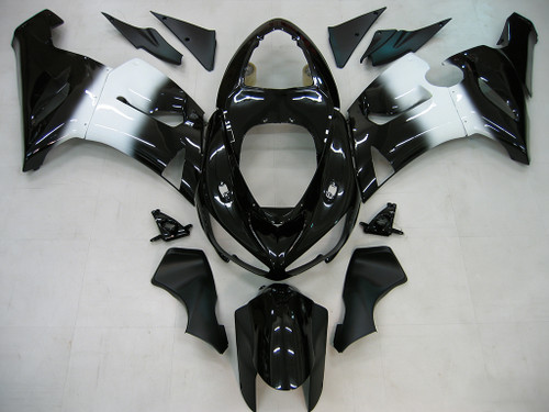 Amotopart Fairings Kawasaki ZX6R 636 Black White West ZX6R  Racing  (2005-2006)
