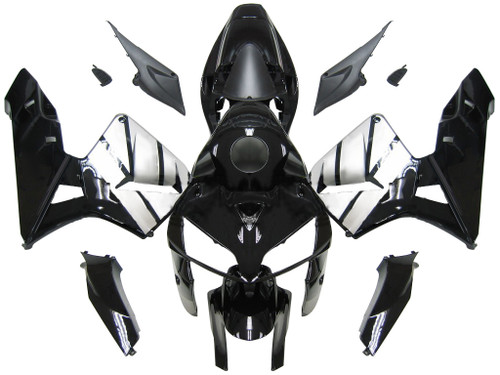 Amotopart Fairings Honda CBR 600 RR Black & Silver CBR Honda Racing (2005-2006)