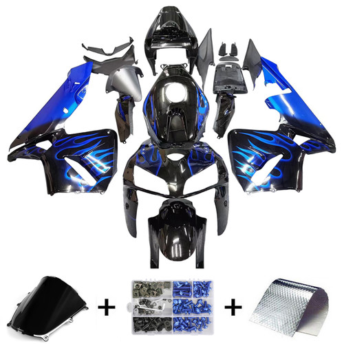 Amotopart Fairings  Honda CBR 600 RR Black & Blue Flame Racing (2005-2006)