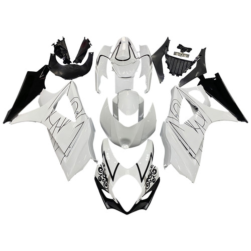 Amotopart Fairings Suzuki GSXR 1000 White Black Alstare Racing  (2007-2008)