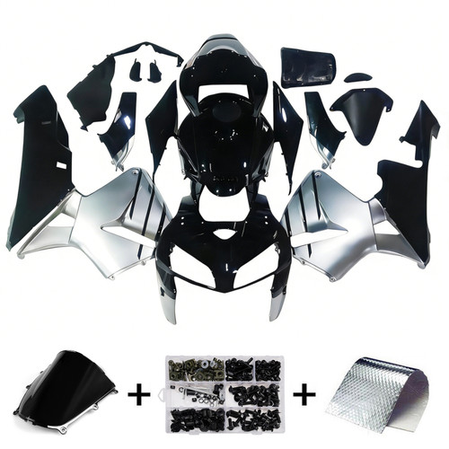 Amotopart Fairings Honda CBR 600 RR Black & Silver CBR Racing (2005-2006)