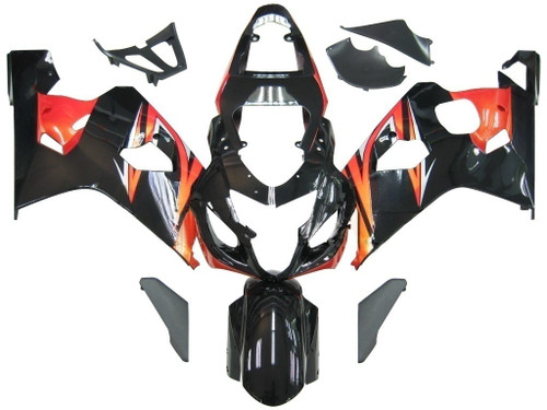 Amotopart Fairings Suzuki GSXR 600 750 Black Orange GSXR Racing  (2004-2005)