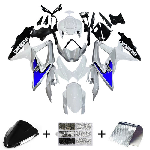 Amotopart Fairings Suzuki GSXR 600 750 Silver White GSXR Racing (2008-2010)