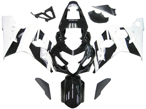 Amotopart Fairings Suzuki GSXR 600 750 Black White Suzuki GSXR Racing  (2004-2005)