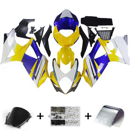 Amotopart Fairings Suzuki GSXR 1000 Yellow Blue Alstare Corona Racing  (2007-2008)