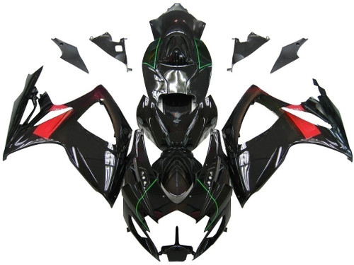 Amotopart Fairings Suzuki GSXR 600 750 Black Chesterfield Suzuki Racing  (2006-2007)