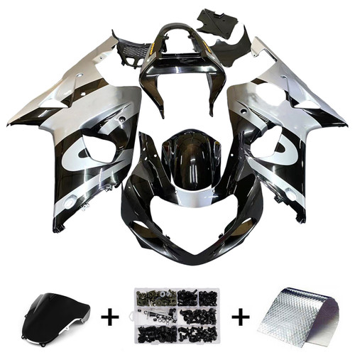 Amotopart Fairings Suzuki GSXR 1000 Silver & Black Racing  (2000-2002)