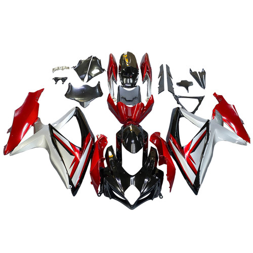 Amotopart Fairings Suzuki GSXR 600 750 Black Red Silver Racing  (2008-2010)