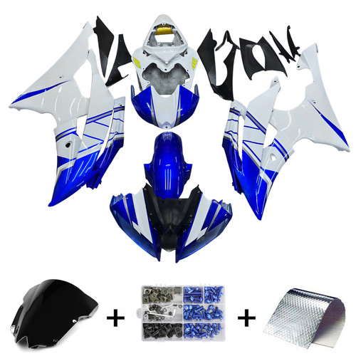Amotopart 2008-2016 Fairings Yamaha  YZF-R6 White Blue No.46 FIAT R6 Racing