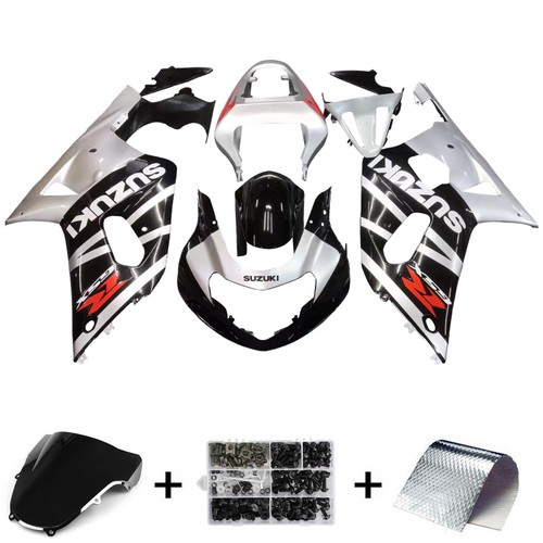 Amotopart Fairings Suzuki GSXR 600 Black & Silver GSXR Racing (2001-2003)