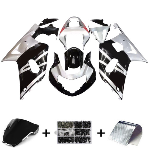 Amotopart Fairings Suzuki GSXR 600 Black & Silver GSXR Racing  (2001-2003)