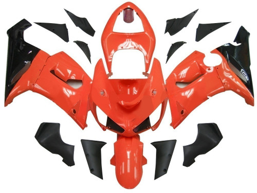 Amotopart Fairings Kawasaki ZX6R 636 Orange Black elf Ninja Racing  (2005-2006)
