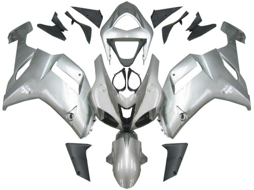 Amotopart Fairings Kawasaki ZX6R ZX636 Silver Ninja ZX6R Racing  (2007-2008)