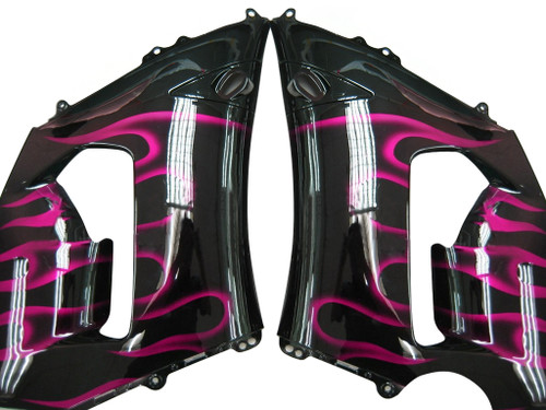 Amotopart Fairings Kawasaki ZX6R 636 Black & Purple Flame Ninja Racing  (2005-2006)