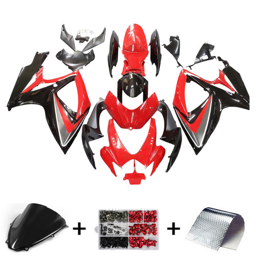 Amotopart Fairings Suzuki GSXR 600 750 Red & Black GSXR  Racing  (2006-2007)