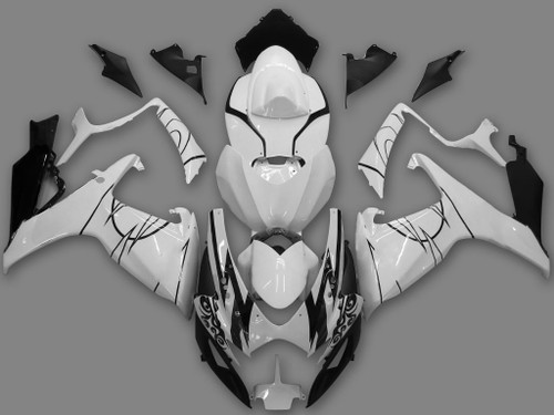 Amotopart Fairings Suzuki GSXR 600 750 White Black Alstare Corona Racing  (2006-2007)