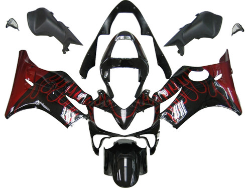 Amotopart Fairings Honda CBR 600 F4i Black & Red Flame Racing (2001-2003)