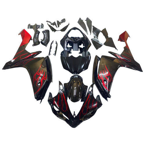 Amotopart Fairings Yamaha YZF-R1 Black & Red Flame  R1 Racing (2007-2008)