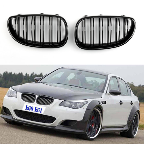 Kidney Grille Double Rib BMW E60 E61 5 Series M5 (03-10) Gloss Black