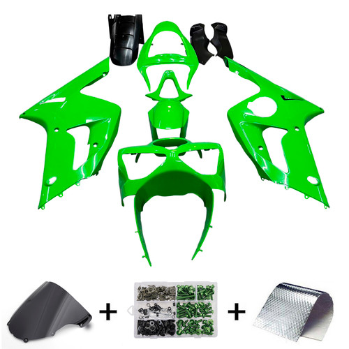 Amotopart Fairings Kawasaki ZX6R 636 Green Ninja Racing  (2003-2004)