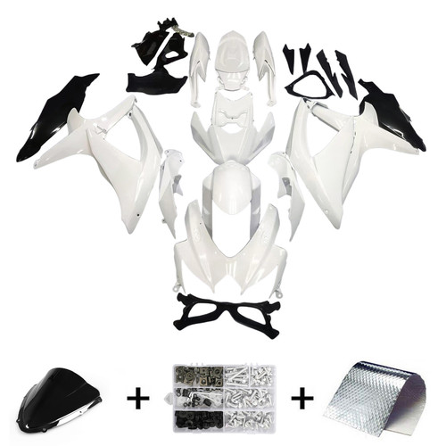 Amotopart Fairings Suzuki GSXR 600 750 White Black GSXR Racing  (2008-2010)