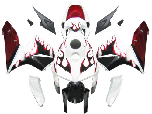 Amotopart Fairings Honda CBR 600 RR White Black&Red Flame Racing (2005-2006)