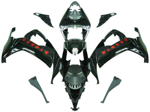 Amotopart Fairings Kawasaki ZX10R Black Orange SevenStars Racing (2008-2010)