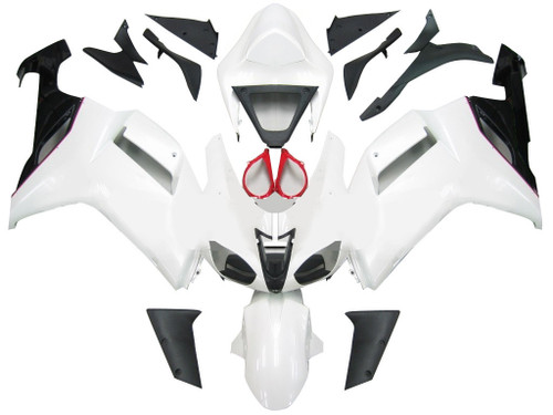 Amotopart Fairings Kawasaki ZX6R ZX636 White Red Black  ZX6R Racing  (2007-2008)