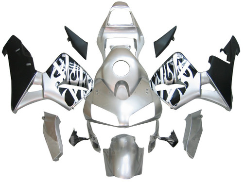 Amotopart Fairings Honda CBR 600 RR Silver & Black Flame Racing (2003-2004)