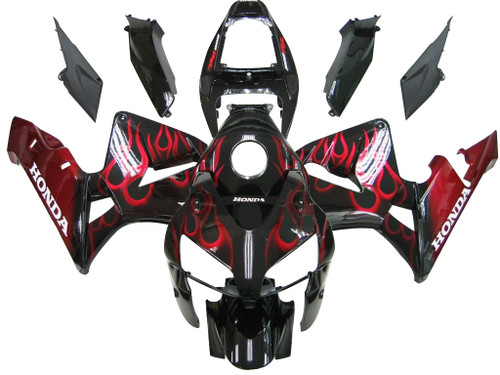 Fairings Honda CBR 600 RR Black & Red Flame CBR Racing (2005-2006)