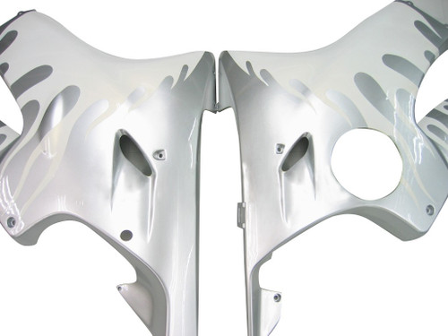 Amotopart Fairings Honda CBR 600 F4i Silver & White Flame Racing (2004-2007)