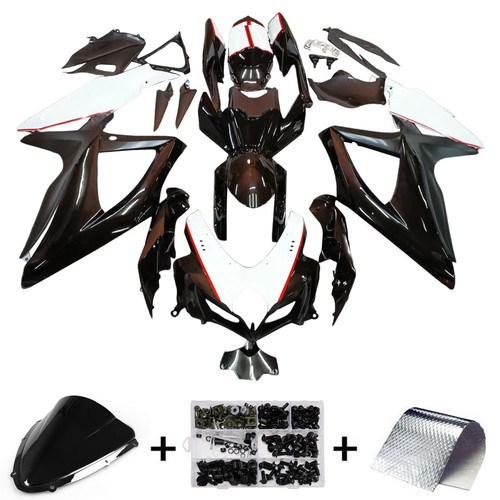 Amotopart Fairings Suzuki GSXR 600 750 Black White GSXR Racing  (2008-2010)