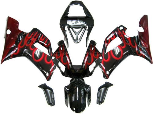 Fairings Yamaha YZF-R1 Black & Red Flame R1 Racing (2000-2001)