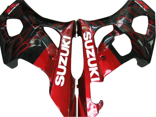 Fairings Suzuki GSXR 600 750 Black & Red Flame GSXR Racing  (2004-2005)