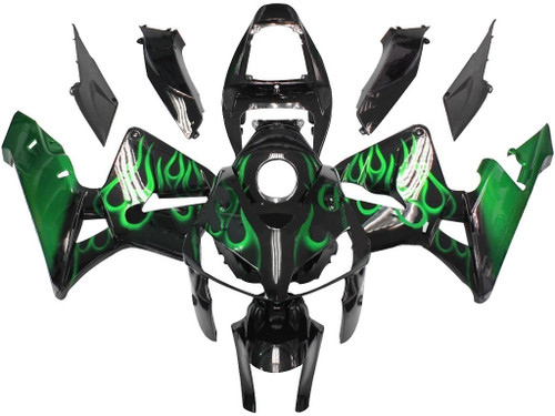 Amotopart Fairings Honda CBR 600 RR Black & Green Flame Racing (2005-2006)