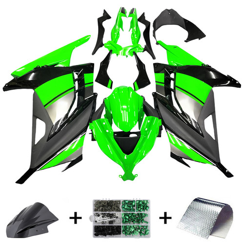 Amotopart Fairings Plastics Kawasaki Ninja 300R EX300R Green Black Ninja Racing (2013-2017)