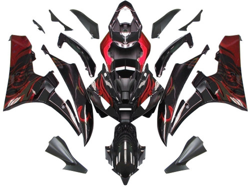 Amotopart Fairings Yamaha YZF-R6 Black & Red Flame R6 Racing (2006-2007)