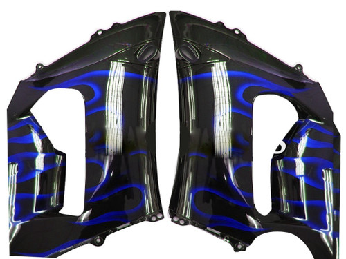 Amotopart Fairings Kawasaki ZX6R 636 Black & Blue Flame Ninja Racing  (2005-2006)