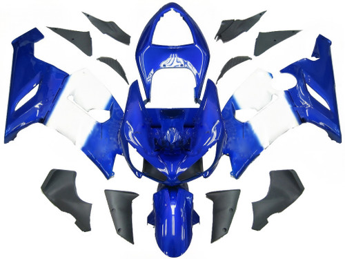 Amotopart Fairings Kawasaki ZX6R 636 Blue White West  Racing  (2005-2006)