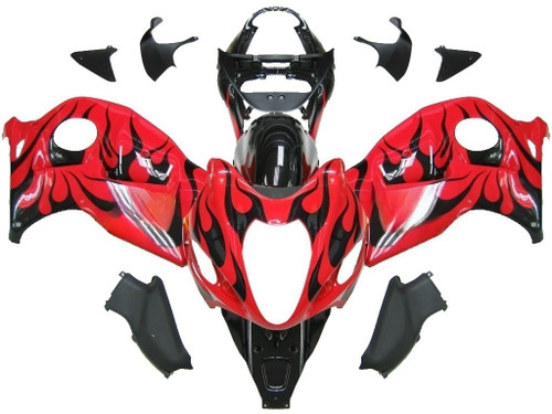Amotopart Fairings Suzuki GSX1300 Hayabusa Red & Black Flame Racing  (1999-2007)