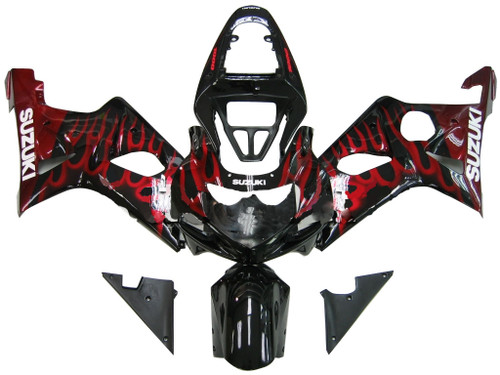 Fairings Suzuki GSXR 1000 Black & Red Flame Racing  (2000-2002) Fairings Suzuki GSXR 1000 Black & Red Flame Racing  (2000-2002)