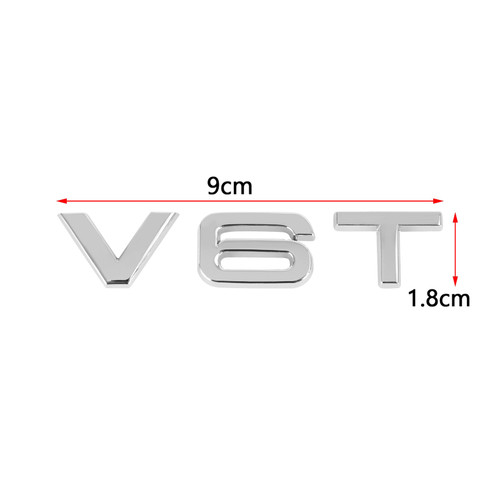 V6T Emblem Badge Audi A1 A3 A4 A5 A6 A7 Q3 Q5 Q7 S6 S7 S8 S4 Sq5 Chrome