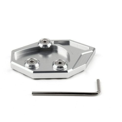 Kickstand Shoe Extension Plate Pad Side Stand Kawasaki ZX-14R ZZR1400 (07-14) GTR1400 CONCOURS 14 (08-14) Silver